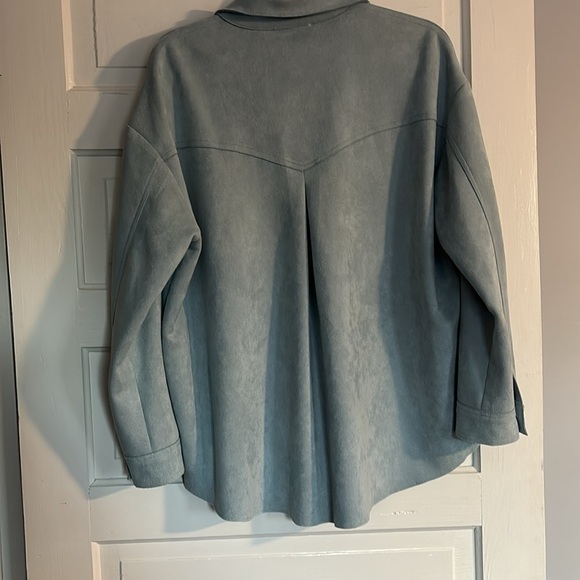 Free The Roses Blue Suede Shacket - Picture 5 of 5